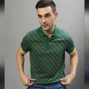 Gant Green Relaxed Fit Printed Polo T-Shirt Men's Sz XL